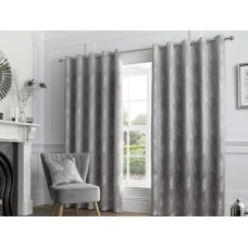 Curtina Feather Silver Eyelet Curtains and Cushions
